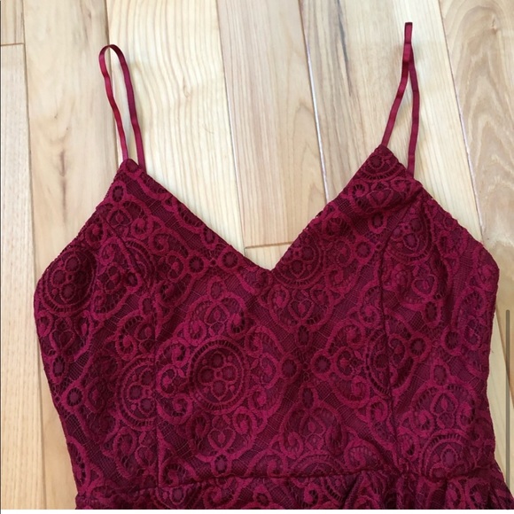 Lulus Vegas Baby Wine Red Lace Bodycon Mini Dress - Picture 4 of 12